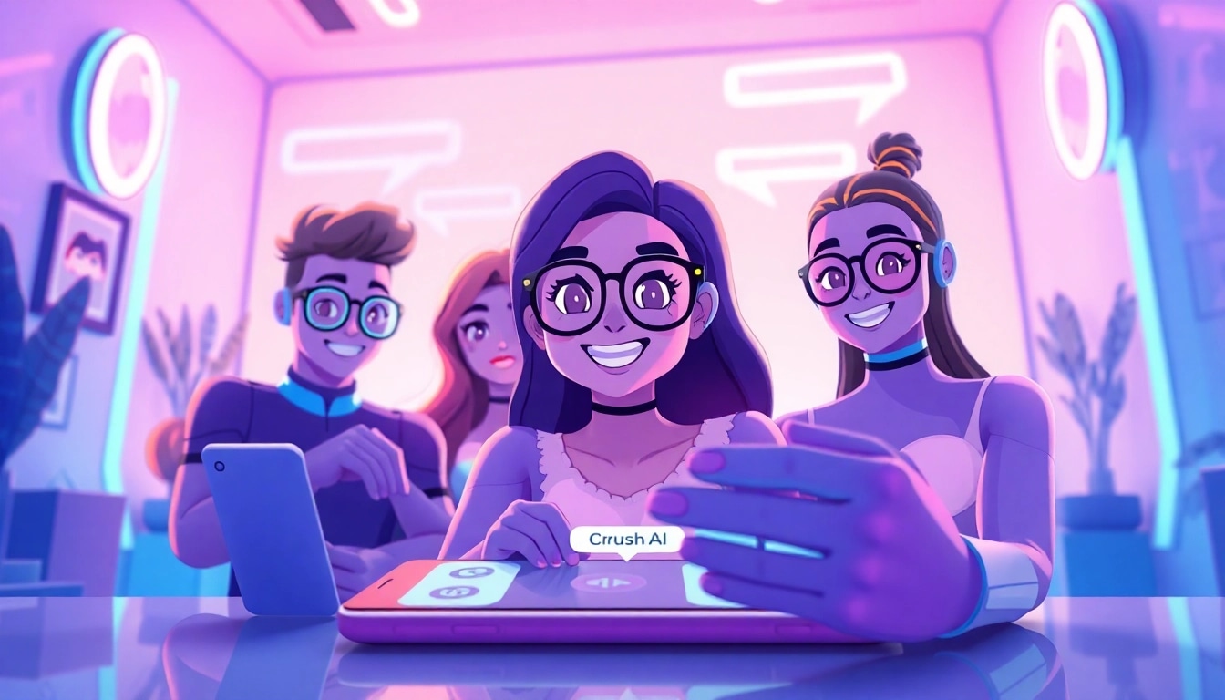 Engaging interaction with Crushon IA characters in a vibrant chat interface.