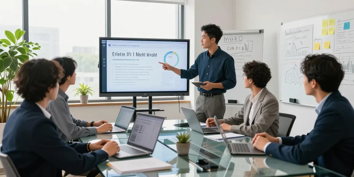 Team meeting discussing effective link slot strategies in a modern office.