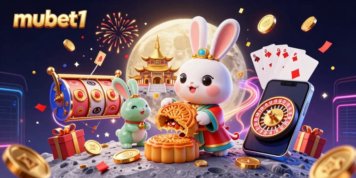 Engage with mubet1's exciting gaming experience featuring the moon rabbit and vibrant casino elements.