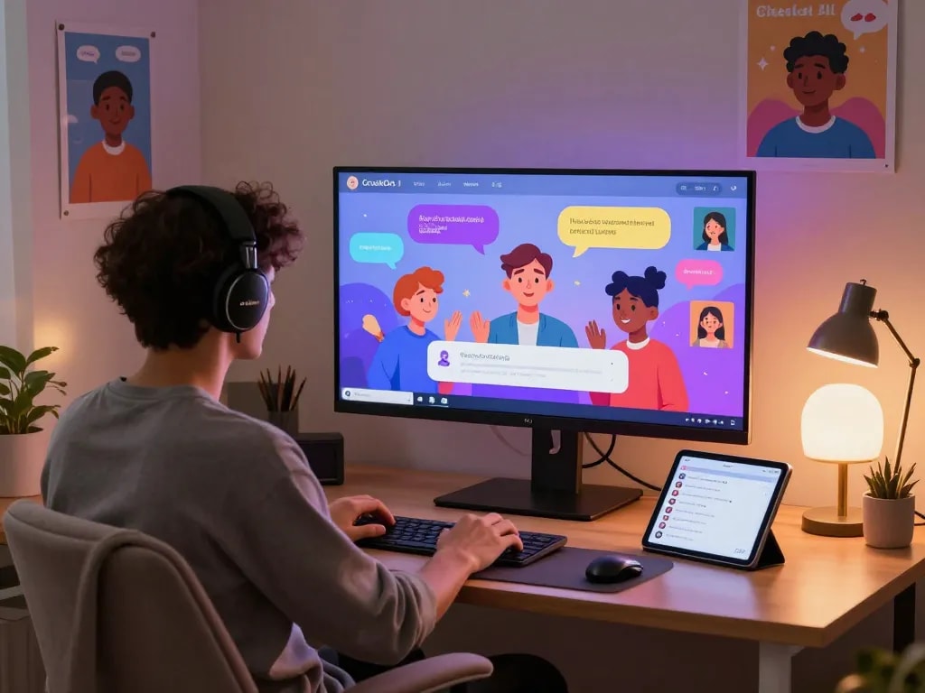 Engaging virtual workspace featuring crushon ia chat with customizable AI characters.