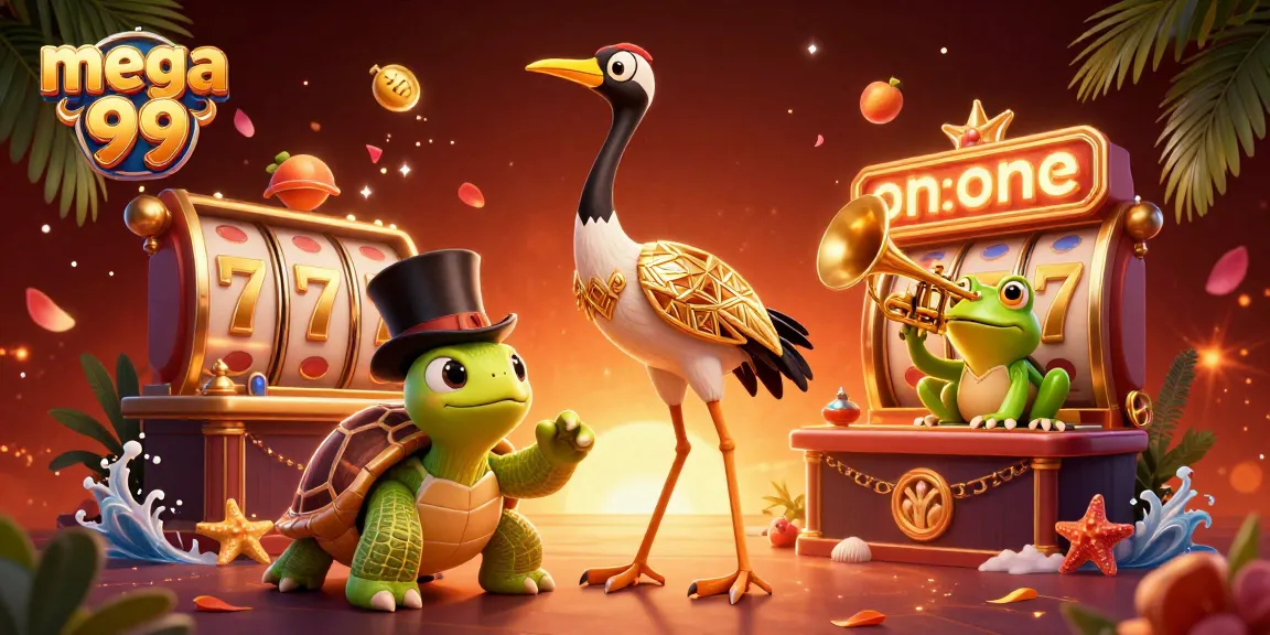 Join the excitement of mega 99 slots with vibrant 3D characters and lively casino elements.