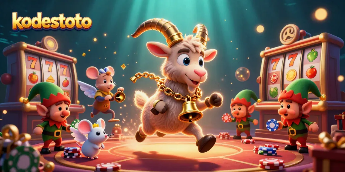Engage with kodestoto in a vibrant holiday-horror casino scene featuring Krampus, angel mouse, and elf gremlins.