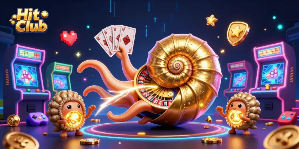 Engage with Hit Club's thrilling gaming experience through 3D comic style, featuring vibrant casino elements.