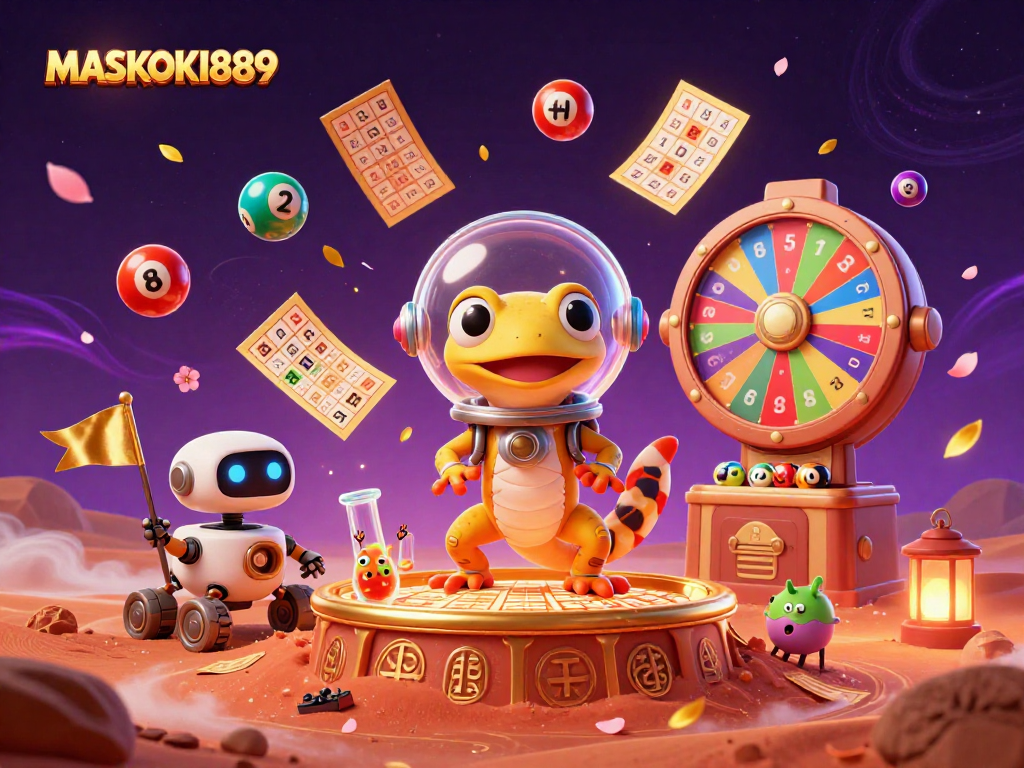 Experience the thrill of MASKOKI889 as the Martian gecko discovers a vibrant casino.