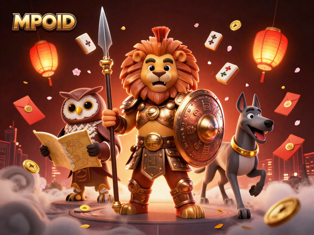 MPOID offers blazing excitement with a dynamic 3D casino illustration featuring vibrant characters and symbols.