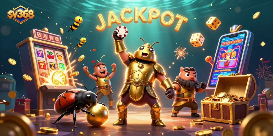 Experience sv368's thrilling jackpot atmosphere with colorful characters and vibrant casino elements.