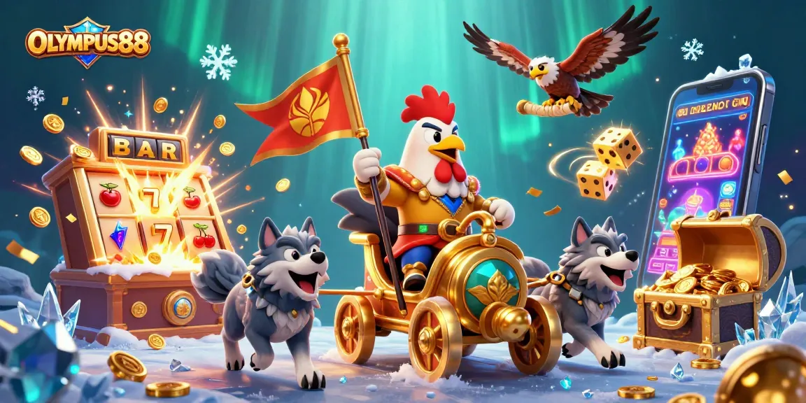 Experience the thrill of OLYMPUS88 with a stunning 3D adventure filled with slot machines, gold, and epic characters.