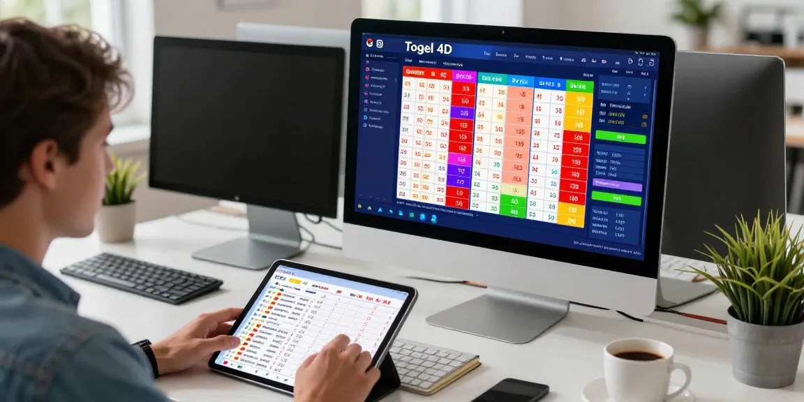 Hasil keluaran Togel 4D Bagustoto dengan interaksi pengguna dan alat tulis di atas meja.