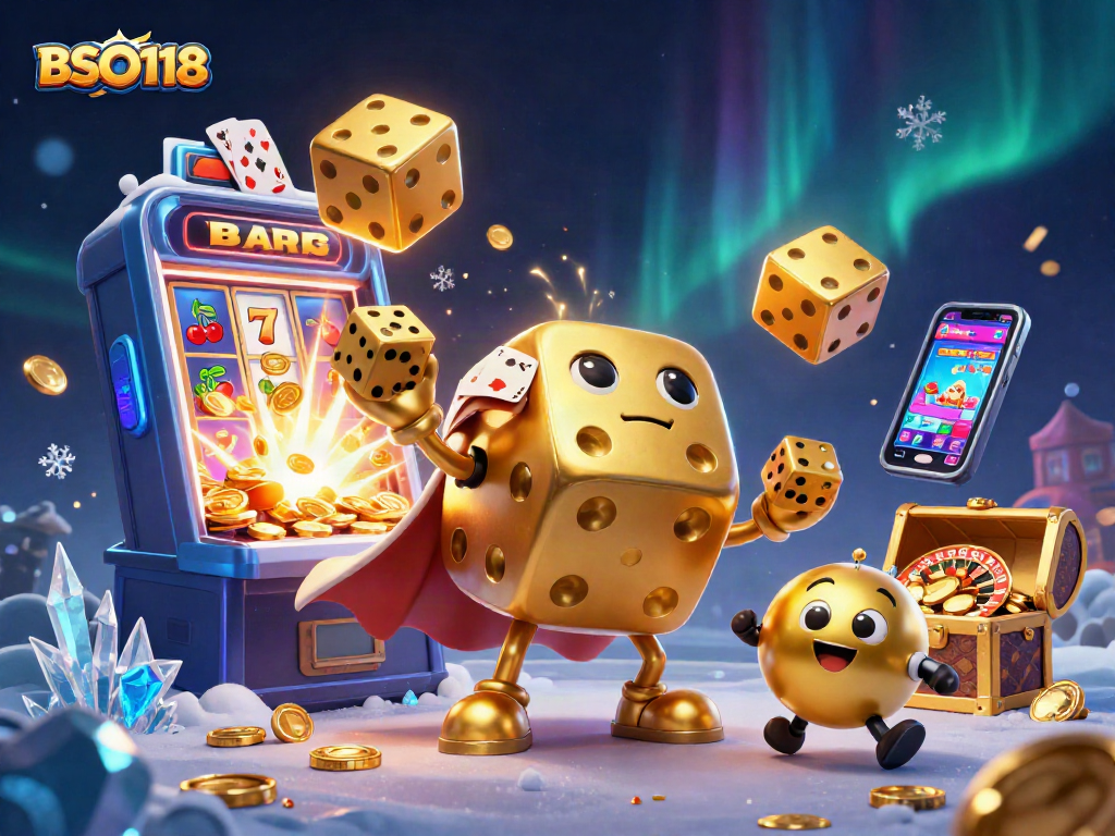 Play BSO118 now with this vibrant casino scene featuring dynamic characters and exciting game elements.