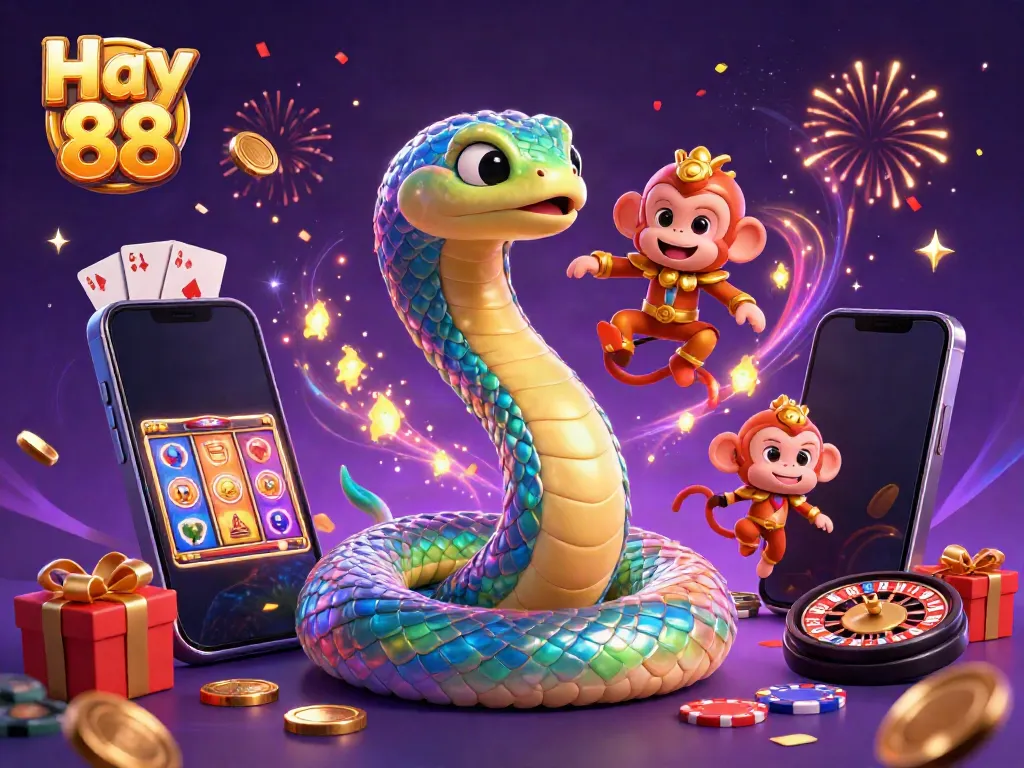 Engage with Hay 88 in an exciting 3D casino scene showcasing vibrant characters and gaming elements.