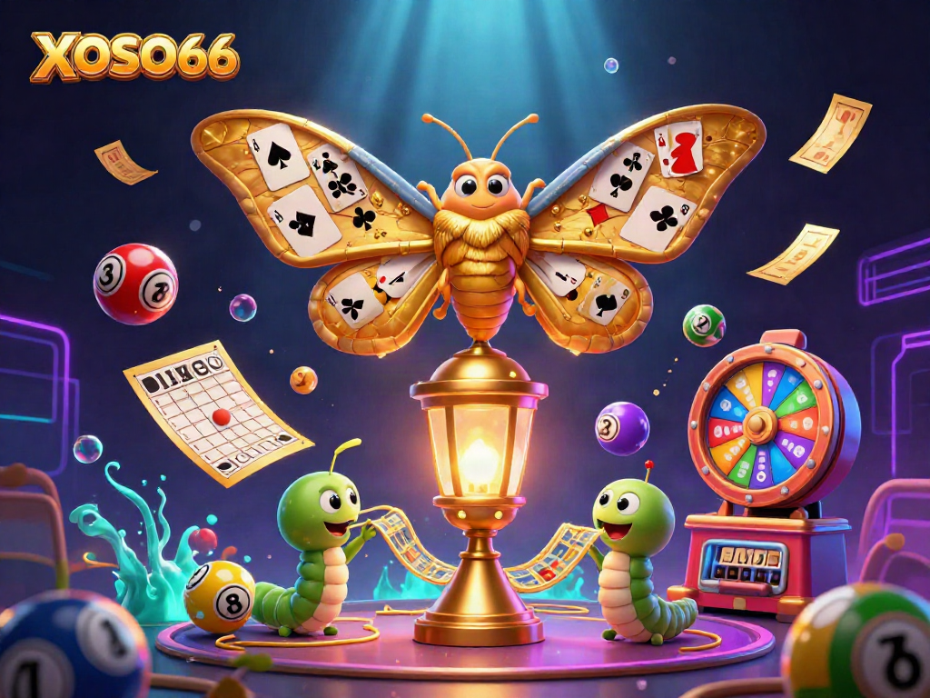 Experience XOSO66's vibrant 3D illustration showcasing exciting lottery action with colorful elements.
