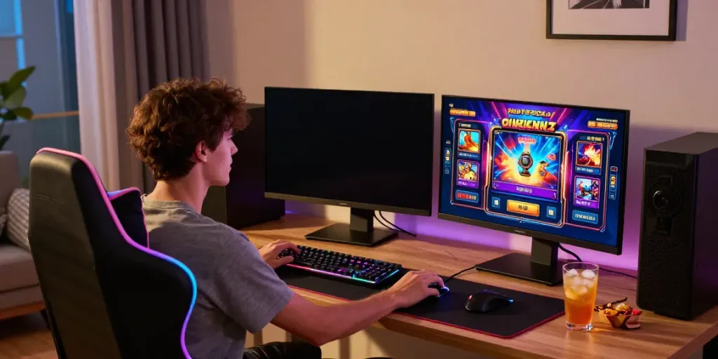 Exciting cikaslot gaming scene with vibrant graphics and modern setup.