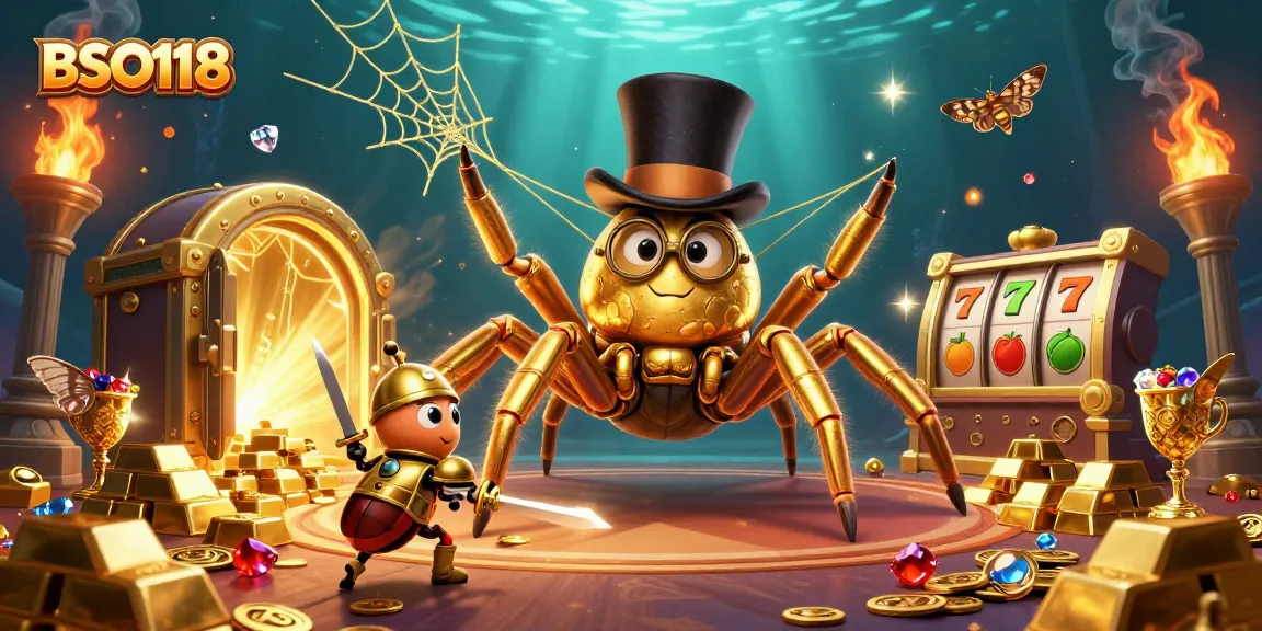 Engage with BSO118's thrilling casino adventure featuring a golden tarantula and a brave beetle knight.