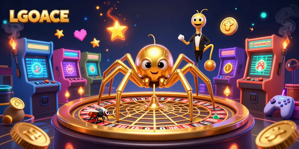 LGOACE ignites excitement with a golden spider and centipede croupier in a thrilling casino scene.