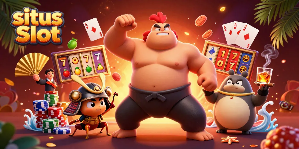 Experience thrilling plays at situs Slot with colorful slot reels and vibrant gaming characters.