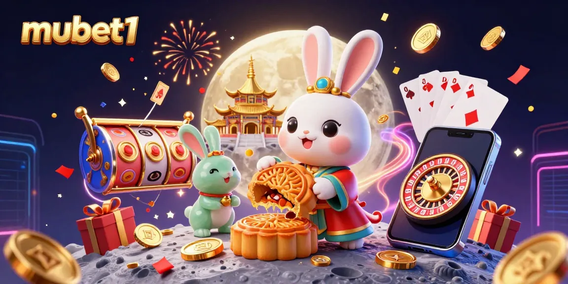 Engage with mubet1's exciting gaming experience featuring the moon rabbit and vibrant casino elements.