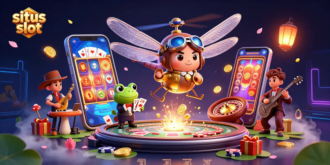 Menangkan situs slot dengan ilustrasi kasino 3D yang menampilkan karakter menarik dan elemen permainan.