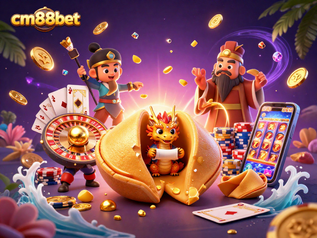 Experience the excitement of cm88bet with golden treasures, lively dragons, and casino fun!