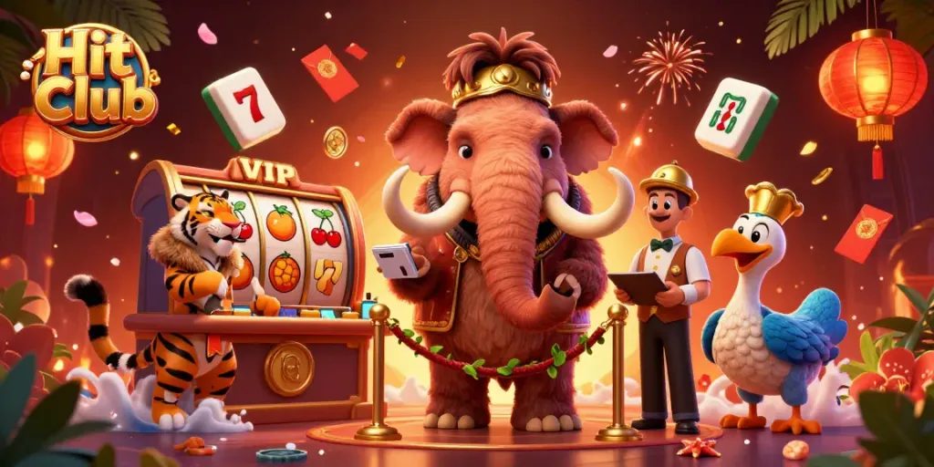 Engage in thrilling gameplay at Hit Club with vibrant 3D characters in a lively casino scene.