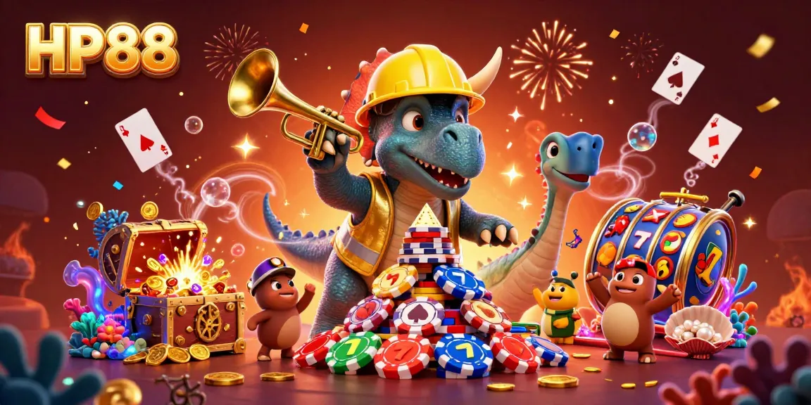 Watch HP88's vibrant casino scene with fun characters and exciting game elements enhancing your gaming experience.
