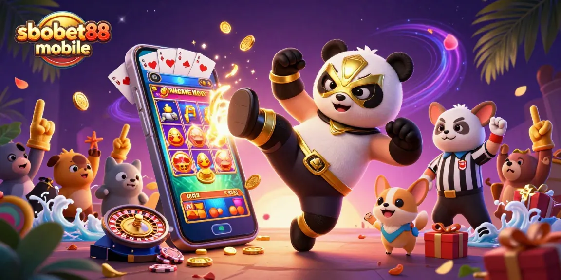 Experience excitement with sbobet88 mobile in a vibrant casino scene filled with animated action!
