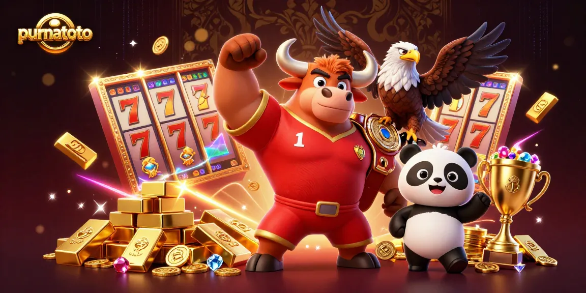 Purnatoto menghadirkan maskot kasinonya yang berenergi dengan simbol jackpot dan kemewahan berisi harta karun.