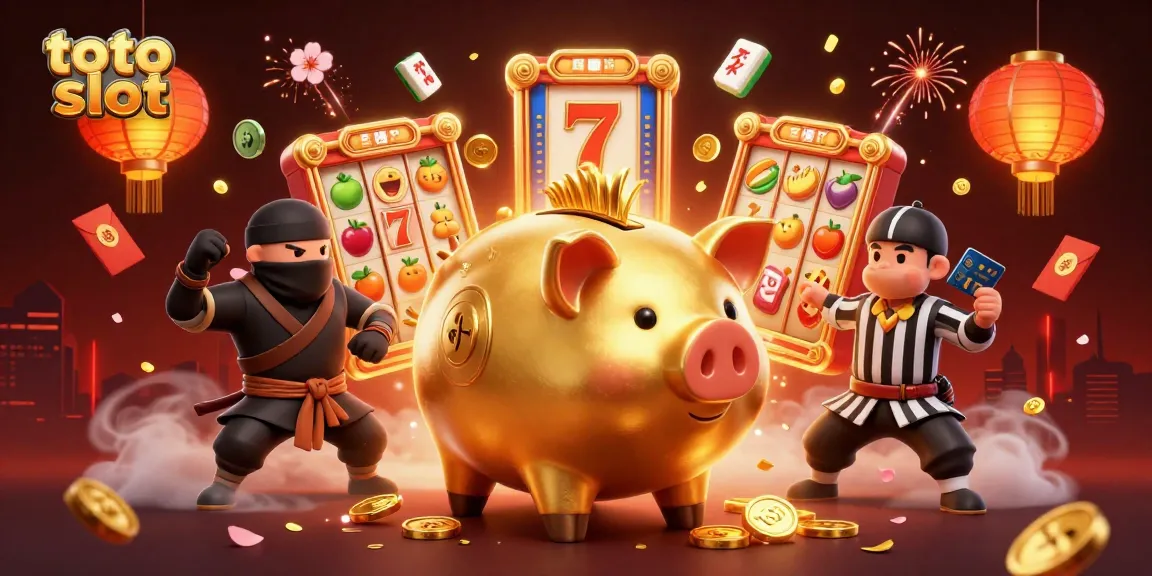 Menangkan permainan di toto slot dengan ilustrasi kasino yang penuh warna dan aksi menarik.