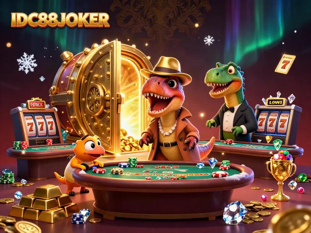 Engage with IDC88JOKER's thrilling blackjack scene featuring a velociraptor at the table.