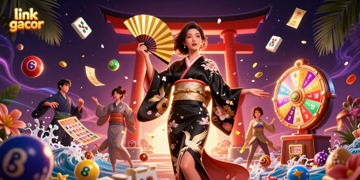 Spin to win with link gacor featuring an elegant Asian woman in a casino-themed scene.