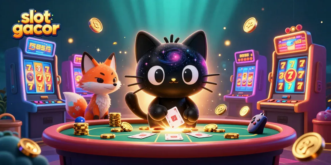 Experience the thrill of slot gacor with vibrant casino elements and animated characters in a cosmic scene.