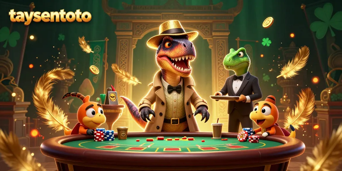Menggunakan taysentoto, kartunya menang di meja blackjack dengan karakter dinosaurus.