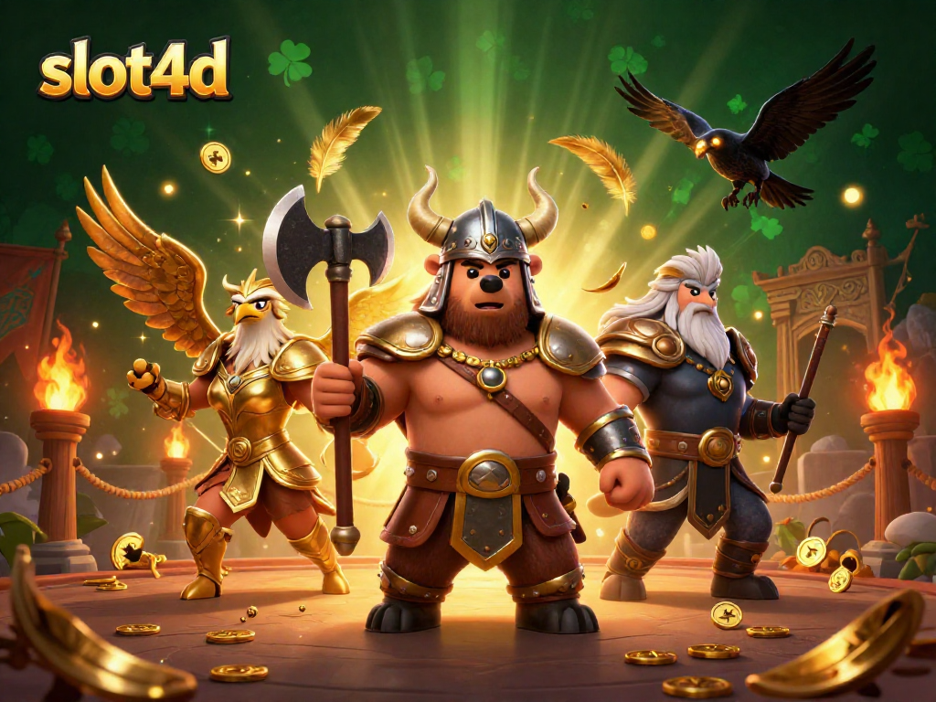 Menangkan slot4d dengan ilustrasi Viking dan permainan kasino yang mendebarkan.
