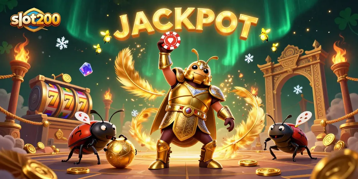 Slot200 menampilkan keberuntungan dengan seekor kumbang hercules dan sahabatnya di arena judi online.