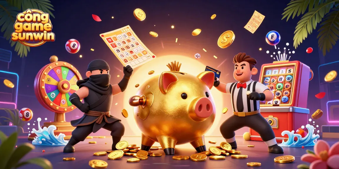 Engage with the cổng game sunwin's exciting realm of fun through a vibrant and energetic scene filled with gaming elements.