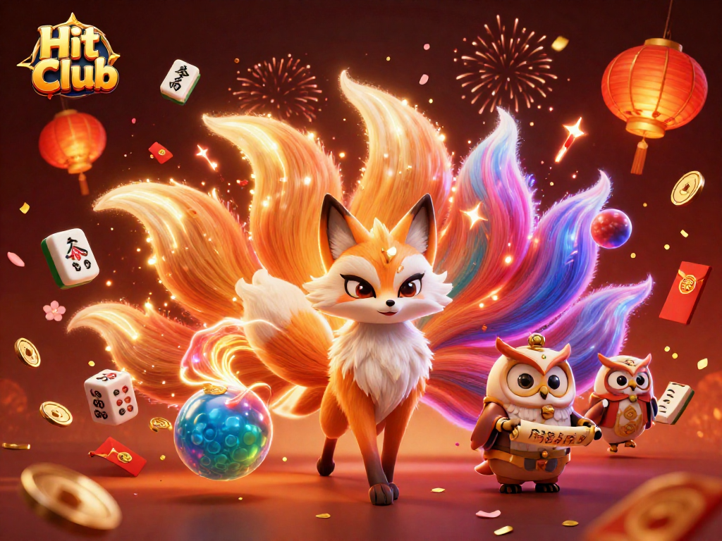 Win big with Hit Club's vibrant 3D illustration of casino adventures, featuring lucky charms and dynamic elements.
