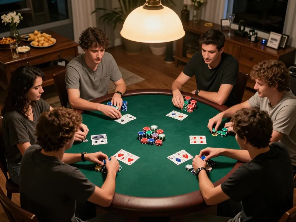 Players enjoying an exciting poker game at a friendly gathering while engaging in strategic betting at MAX88.