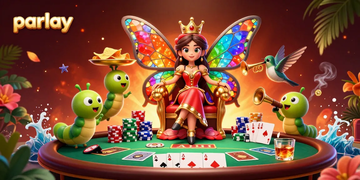 Menang taruhan parlay dengan ilustrasi kasino 3D yang penuh warna dan imajinatif.