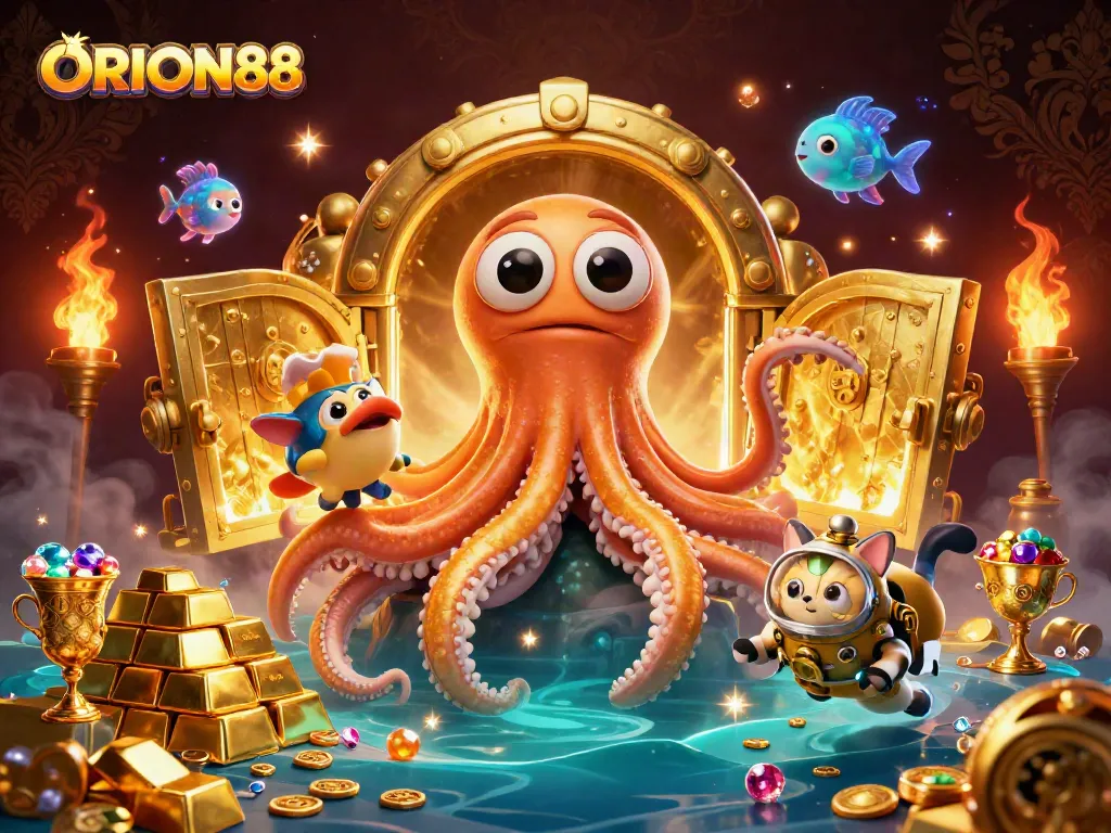 Experience the thrill of ORION88 with this vibrant, treasure-filled casino adventure scene.
