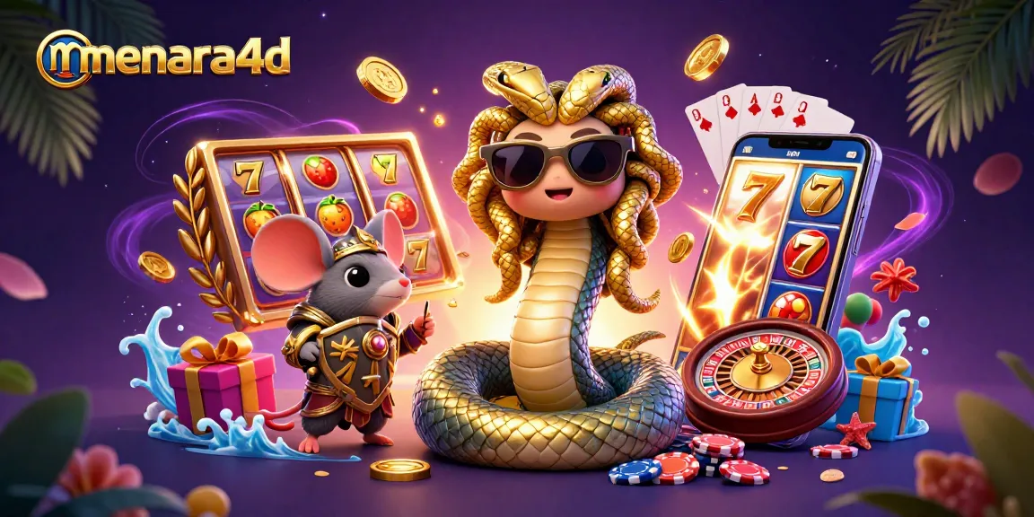 Menara4d menghadirkan Medusa dan mouse pejuang di dunia slot yang meriah.