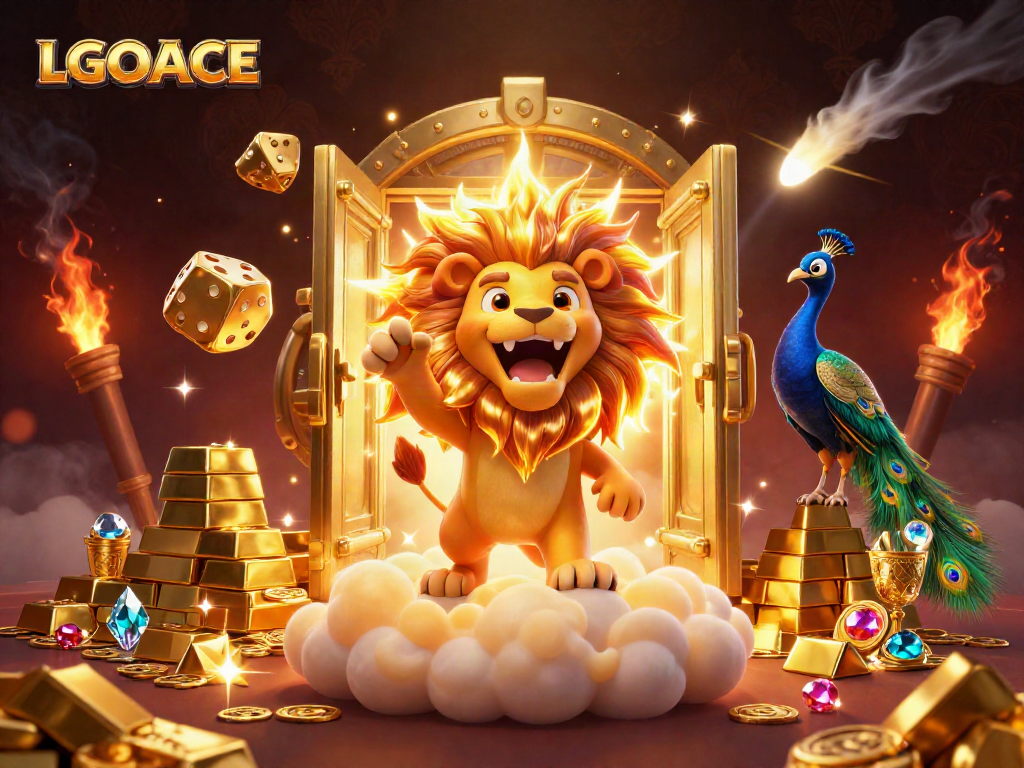 Experience thrilling wins at LGOACE with a vibrant illustration of gaming excitement and luxury.