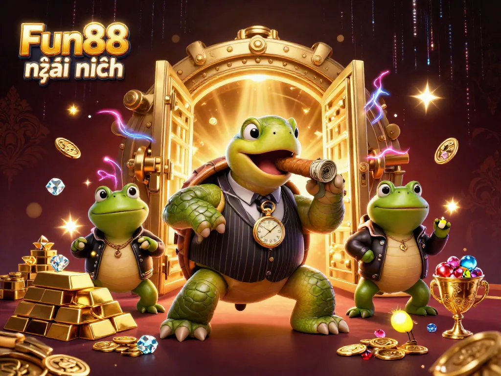 Experience the excitement of Fun88 mới nhất with vibrant casino characters and luxurious gaming elements.