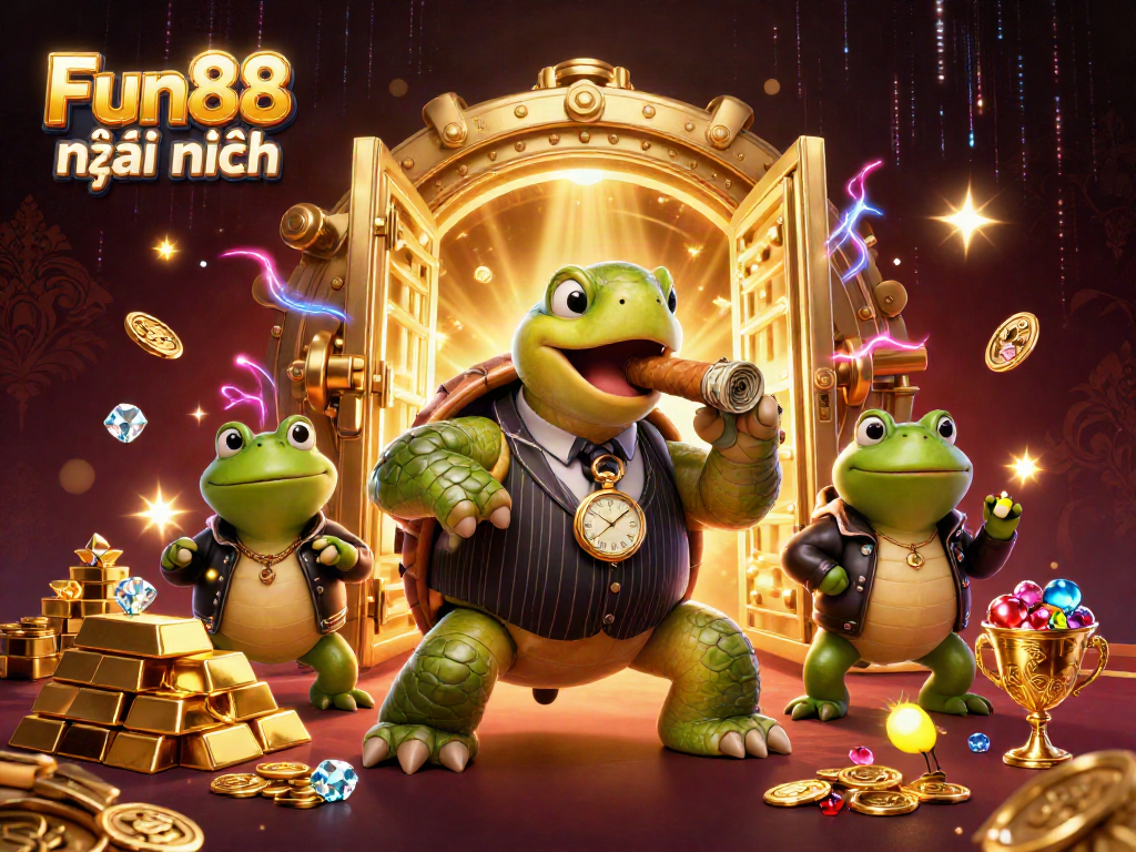 Experience the excitement of Fun88 mới nhất with vibrant casino characters and luxurious gaming elements.