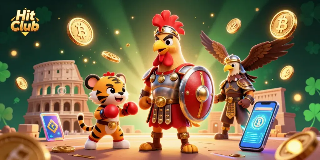 Engage with Hit Club's thrilling casino experience featuring vibrant characters and dynamic gaming elements.
