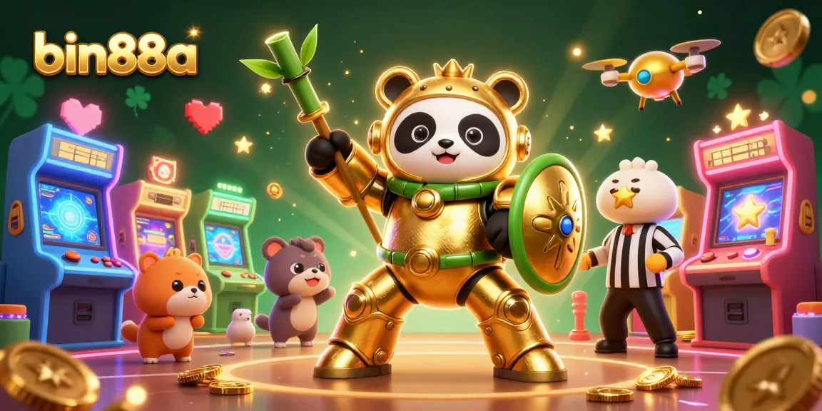 Engage in thrilling gaming adventures with bin88a’s vibrant 3D casino illustration showcasing exciting arcade elements.