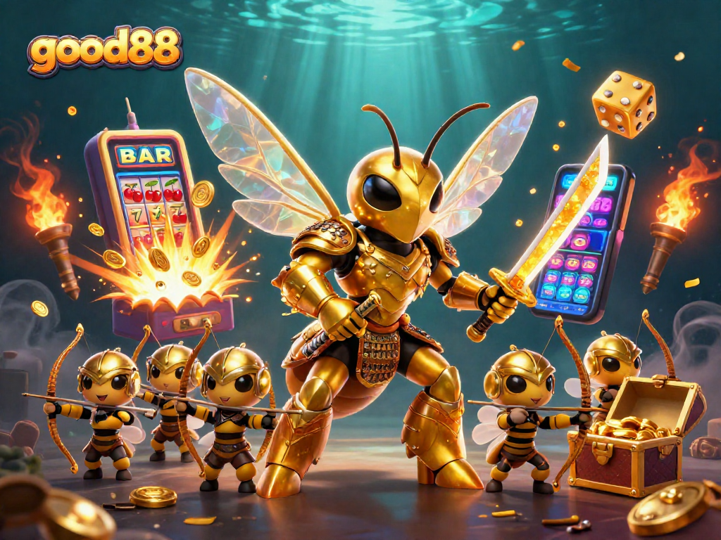 Engage with the exciting world of good88, illustrated with a dynamic 3D scene showcasing a jackpot explosion and vibrant casino elements.