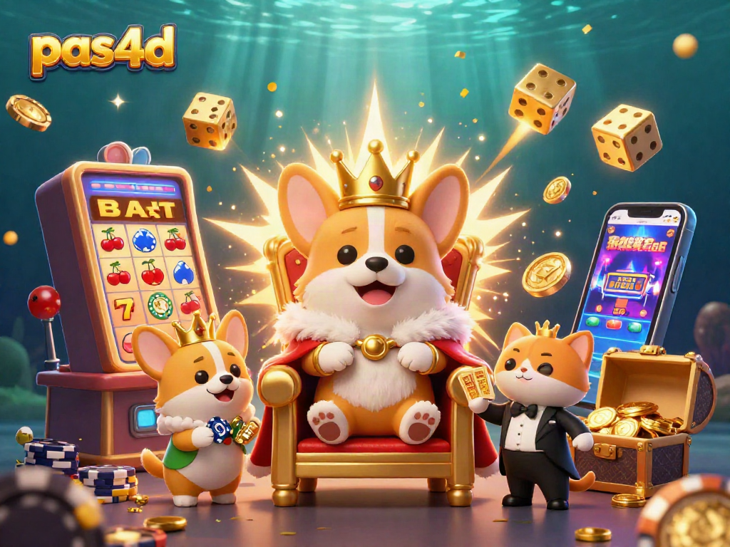Menang besar dengan pas4d dalam ilustrasi kasino 3D yang memukau, penuh simbol keberuntungan.