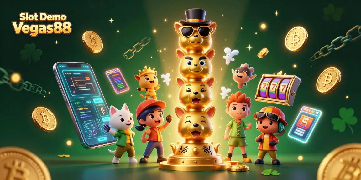 Engage with Slot Demo Vegas88 featuring a vibrant 3D scene of a totem pole and slots.