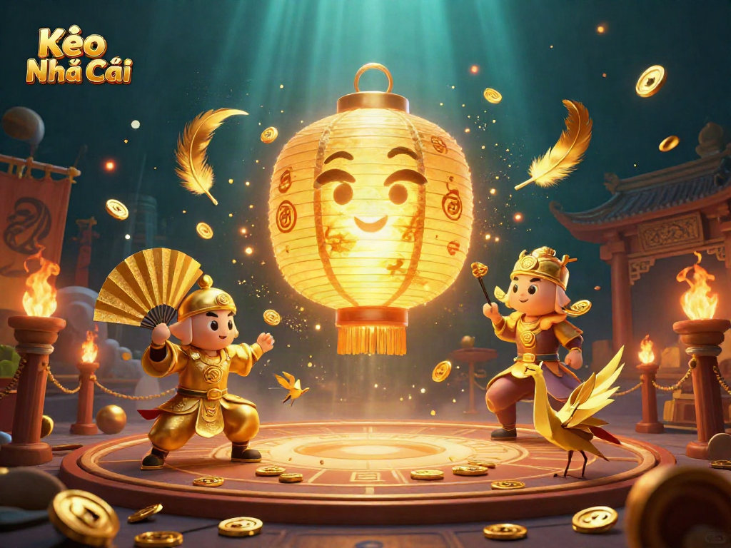 Engage with Kèo Nhà Cái at a vibrant night market casino featuring mystical characters and dynamic game elements.
