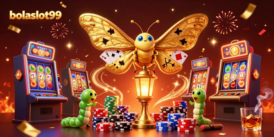 Bolaslot99 attracts players with vibrant 3D slots and golden jackpots in a festive casino scene.