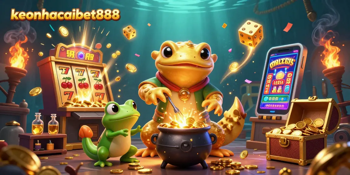 Engage with keonhacaibet888's thrilling casino adventures featuring a golden alchemist and vibrant game elements.